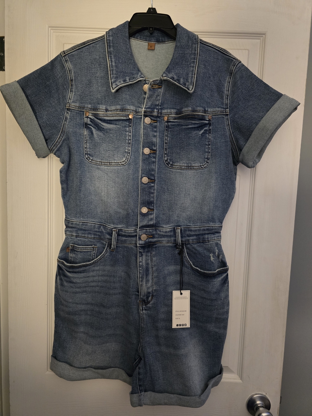 Judy Blue Light Blue Denim Button-Up Romper